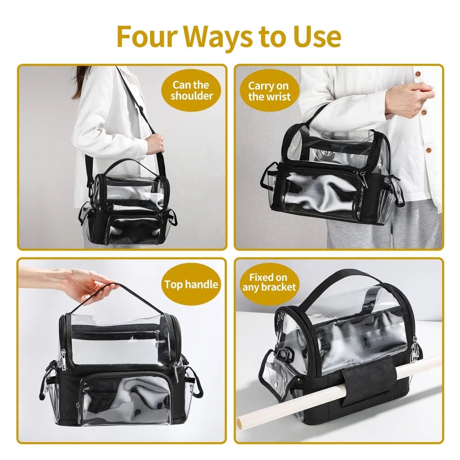 Transparent Barber Bag, Multi Layer Handle Bag, PVC Professional Makeup Artist Storage Bag, Multipurpose Removable Divider Bag, Casual Zipper Toiletry Wash Shoulder Bag, Makeup Women Travel Cosmetic Bag Transparent Barber Bag, Multi Layer Handle Bag, PVC Professional Makeup Artist Storage Bag, Multipurpose Removable Divider Bag, Casual Zipper Toiletry Wash Shoulder Bag, Makeup Women Travel Cosmetic Bag